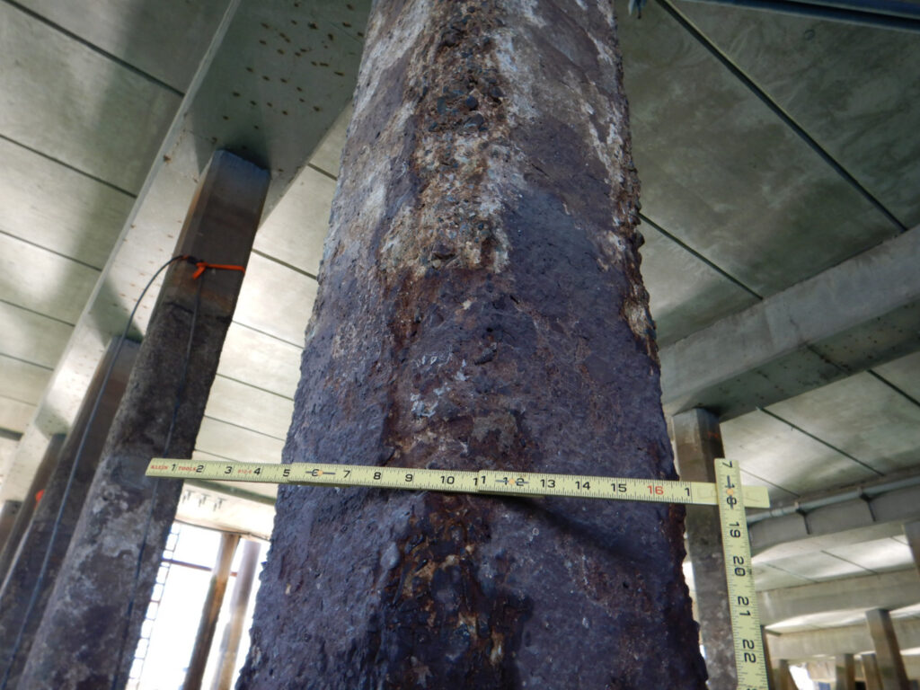 Concrete pile corrosion and structural analysis